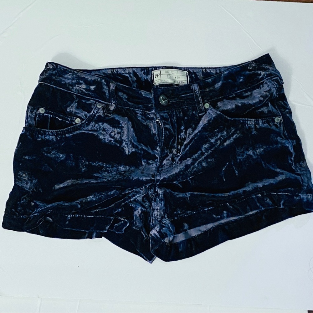 Free People Blue Velvet Shorts
